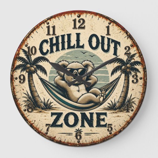 Chill Out Zone Funny Koala Grote Klok (Voorkant)