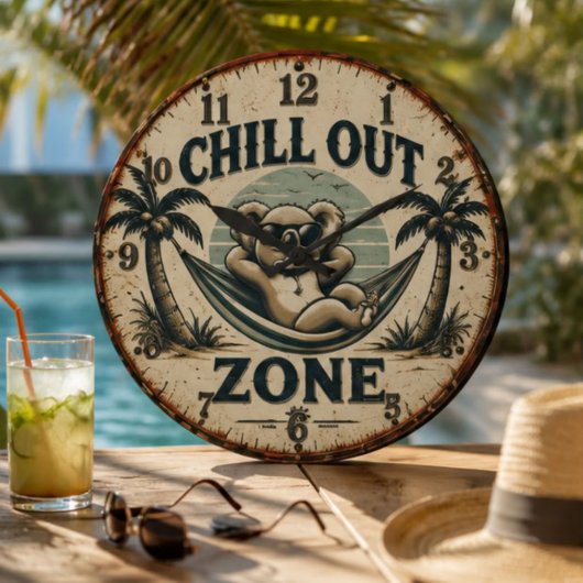 Chill Out Zone Funny Koala Grote Klok