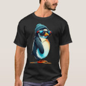 Chill Penguin Vibes met Cool Shades en Beanie T-shirt (Voorkant)