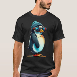 Chill Penguin Vibes met Cool Shades en Beanie T-shirt