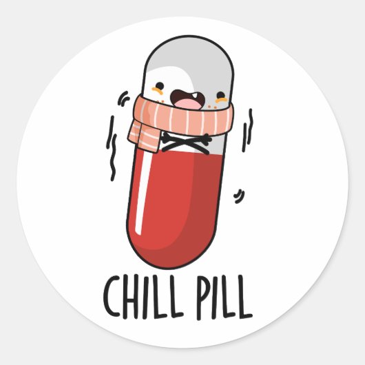 Chill Pill Grappig Bevriezen Medicijn Pun Ronde Sticker (Voorkant)