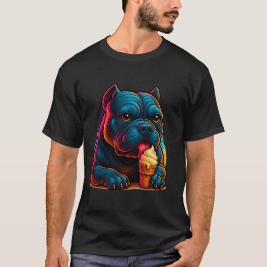 Chill Pup Glow – Bulldog Ice Cream Neon T-Shirt (Voorkant)