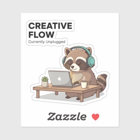 Chill Raccoon Coding Sticker Creative Flow Laptop (Vel)