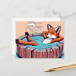 Chill Red Fox in a Hot Tub Briefkaart