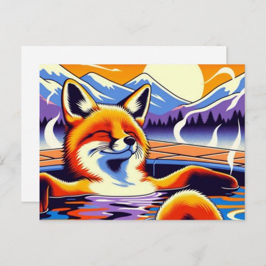 Chill Red Fox in a Hotspring Pool Briefkaart (Voorkant / Achterkant)