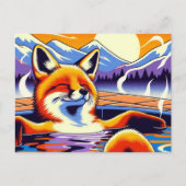 Chill Red Fox in a Hotspring Pool Briefkaart (Voorkant)
