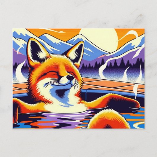 Chill Red Fox in a Hotspring Pool Briefkaart (Voorkant)