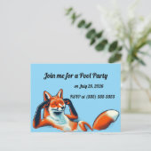 Chill Red Fox in a Pool Party RSVP Briefkaart (Staand voorkant)