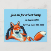 Chill Red Fox in a Pool Party RSVP Briefkaart (Voorkant)