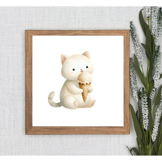 Chill & Schattige Sweet Cat met Ice Cream Cone Pos Poster