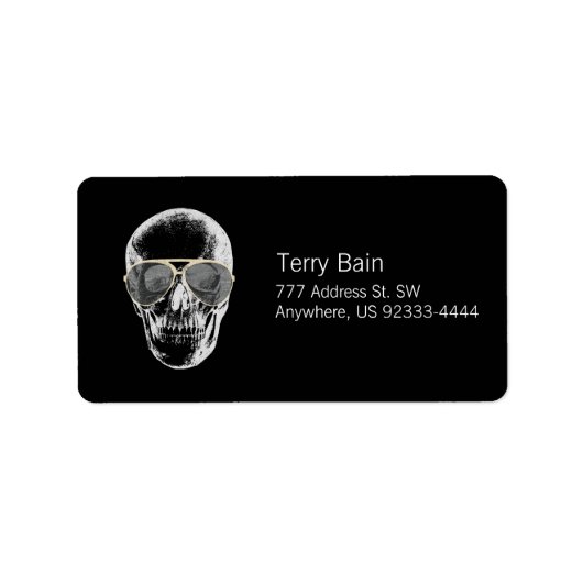 Chill  schedel in zonnebril etiket (Voorkant)