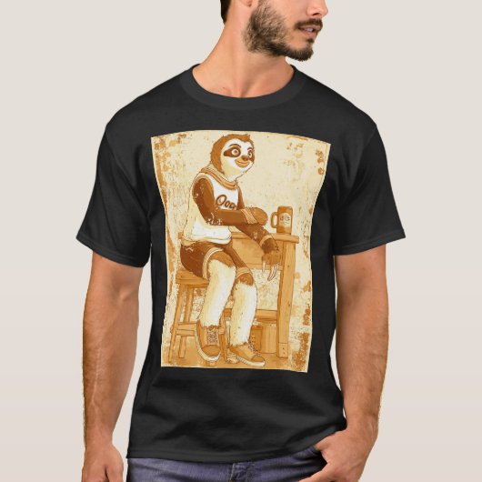 Chill Sepia Sloth Illustration T-shirt (Voorkant)