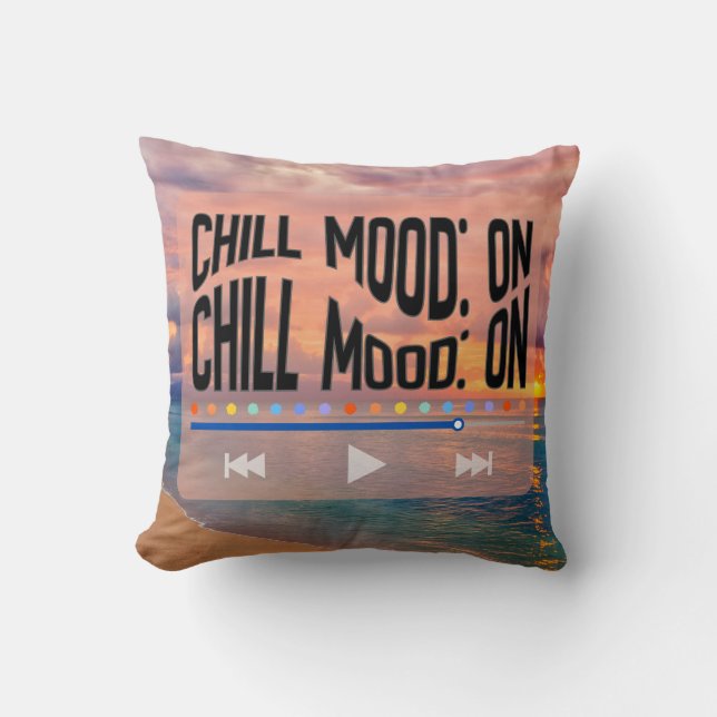 Chill Sfeer Op Retro Strand Kunst Kussen (Voorkant)