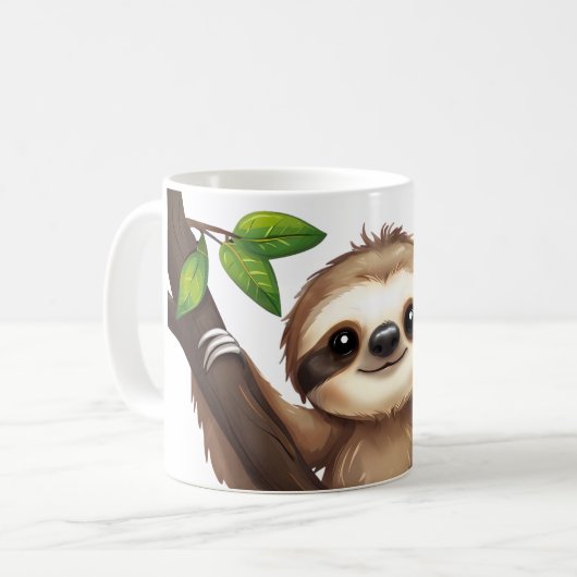 Chill Sloth Mok – Schattigee Anti-Hustle Coffee Cu (Voorkant links)