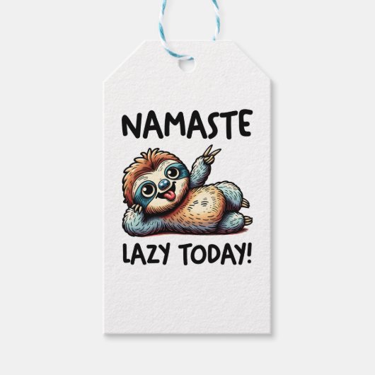 Chill Sloth Namaste Lazy Vibes Cadeaulabel (Voorkant)