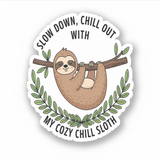 Chill Sloth, Verenigde Staten Animal Sticker (Voorkant)