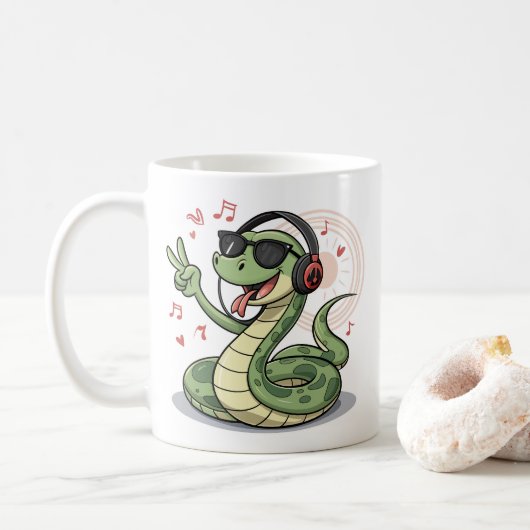 Chill Snake Tunes Funny Mugs & Cups Ontwerp Koffiemok (Met donut)