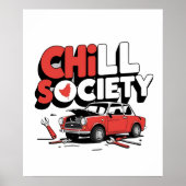 Chill Society Funny Car Repair Poster – Gebroken V (Voorkant)