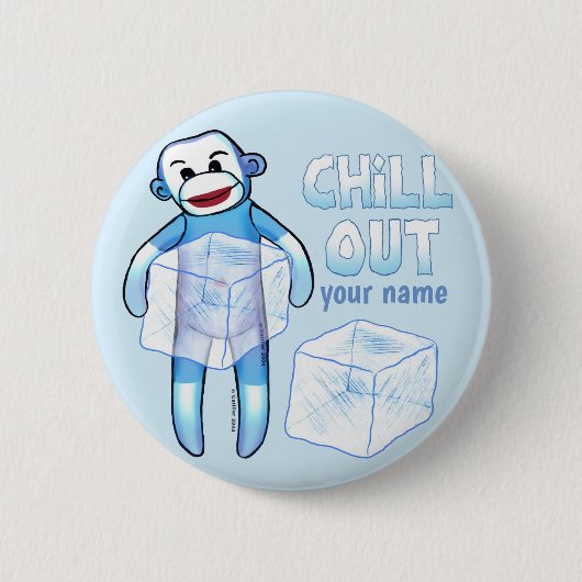 Chill Sock Monkey Ronde Button 5,7 Cm (Voorkant)