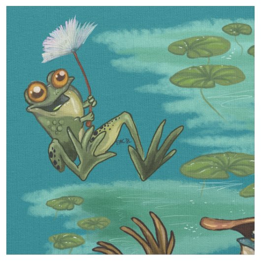 Chill Summer Frogs Stof (Close Up)