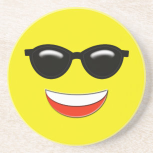 Chill Sunglazen Emoji Zandsteen Onderzetter