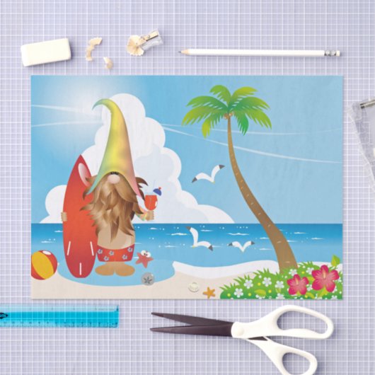 Chill Surfer Gnome Man Tissuepapier (Craft)