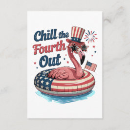 Chill The Fourth Out Funny 4th of July Flamingo Informatiekaartje