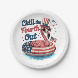 Chill The Fourth Out Funny 4th of July Flamingo Papieren Bordje