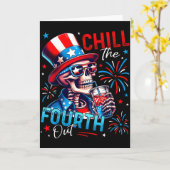 Chill The Fourth Out Funny Skeleton 4th Of July Pa Kaart (Gele Bloem)
