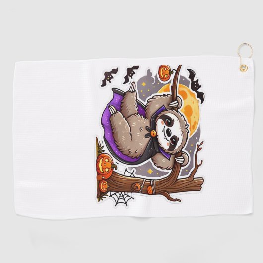 Chill Thrills Halloween Luiaard Oversized T-shirt Golfhanddoek (Horizontaal)