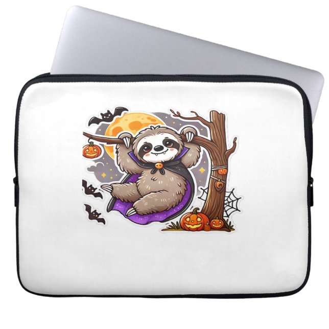 Chill Thrills Halloween Luiaard Oversized T-shirt Laptop Sleeve (Voorkant)