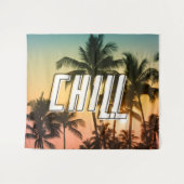 Chill Tropical Sunset Beach Palm Tree Wandkleed (Voorkant (horizontaal))