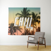 Chill Tropical Sunset Beach Palm Tree Wandkleed (In Situ (horizontaal))