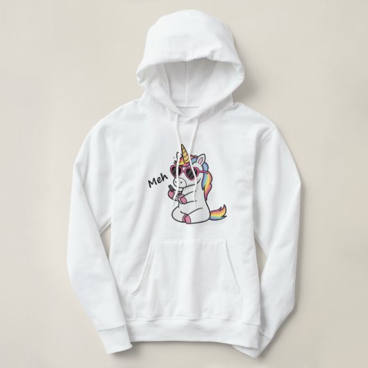 Chill Unicorn Nail Vibes - Meh Hoodie (Design voorkant)