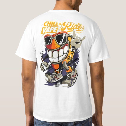 "Chill Vape Rider: Urban Cool T-shirt design" (Achterkant)