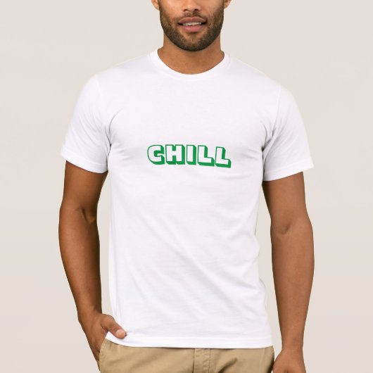 Chill, vet modern groen wit t-shirt (Voorkant)