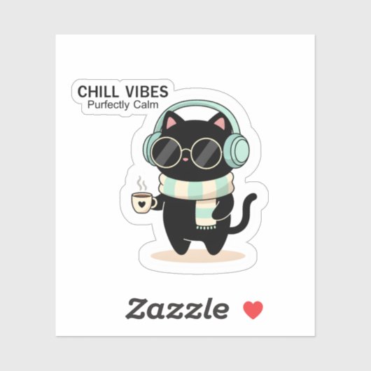 Chill Vibes Cat Sticker – Cute Black Cat with Head (Vel)