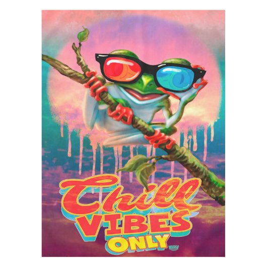 Chill Vibes Frog 3D Glasses |  Frog Fleece Blanket Tafelkleed (Voorkant)