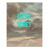 Chill Vibes Moody Cloud Sky Tekst Turquoise Poster (Voorkant)