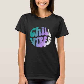 Chill Vibes Retro Gradient Typography T-shirt