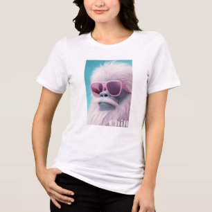 "Chill Vibes" Witte Aap met Roze Bril Tri-Blend Shirt