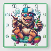 Chill yeti genieten van een skateboarden party vib vierkante klok (Voorkant)