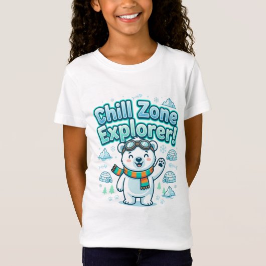 Chill Zone Explorer Mooie IJsbeer T-Shirt | Kinder (Voorkant)
