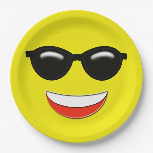Chill Zonnebril Emoji Papieren Bordje (Voorkant)