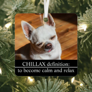 Chillax Chihuahua slaperig ontspannen tong uit Fot Metalen Ornament