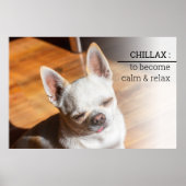 Chillax Chihuahua slaperig ontspannen tong uit Fot Poster (Voorkant)