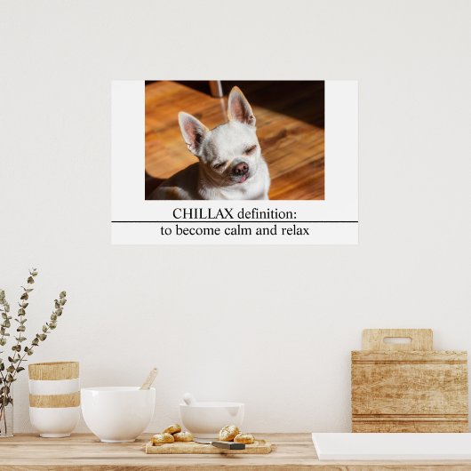 Chillax Chihuahua slaperig ontspannen tong uit Fot Poster (Keuken)