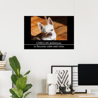 Chillax Chihuahua slaperig ontspannen tong uit Fot Poster