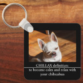 Chillax Chihuahua sleepy relaxed Custom Photo text Sleutelhanger (Voorkant)