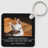 Chillax Chihuahua sleepy relaxed Custom Photo text Sleutelhanger (Achterkant)